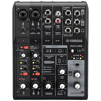 YAMAHA AG06MK2（使用1度のみ） YAMAHA AG06MK2をレビュー。弾き語り配信にも最適な配信に強い